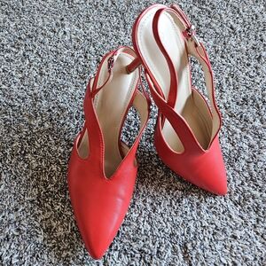 Elegant Red Women's Slingback Heels
